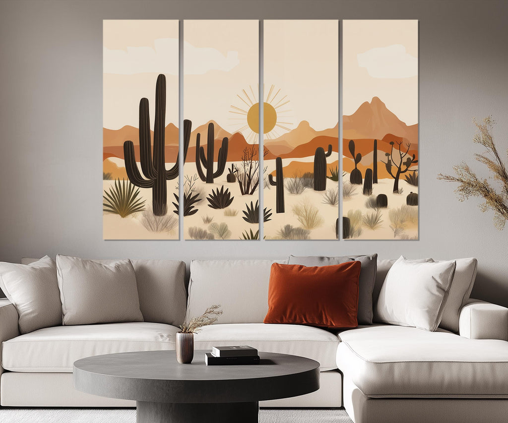 Set of 5 Panel Mid Century Modern Desert Wall Art