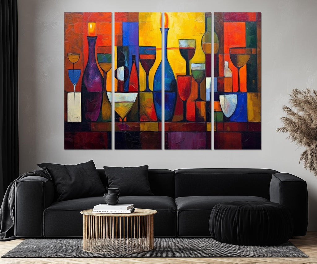 Set of 5 Panel  Modern Abstract Dining Room Wall Art