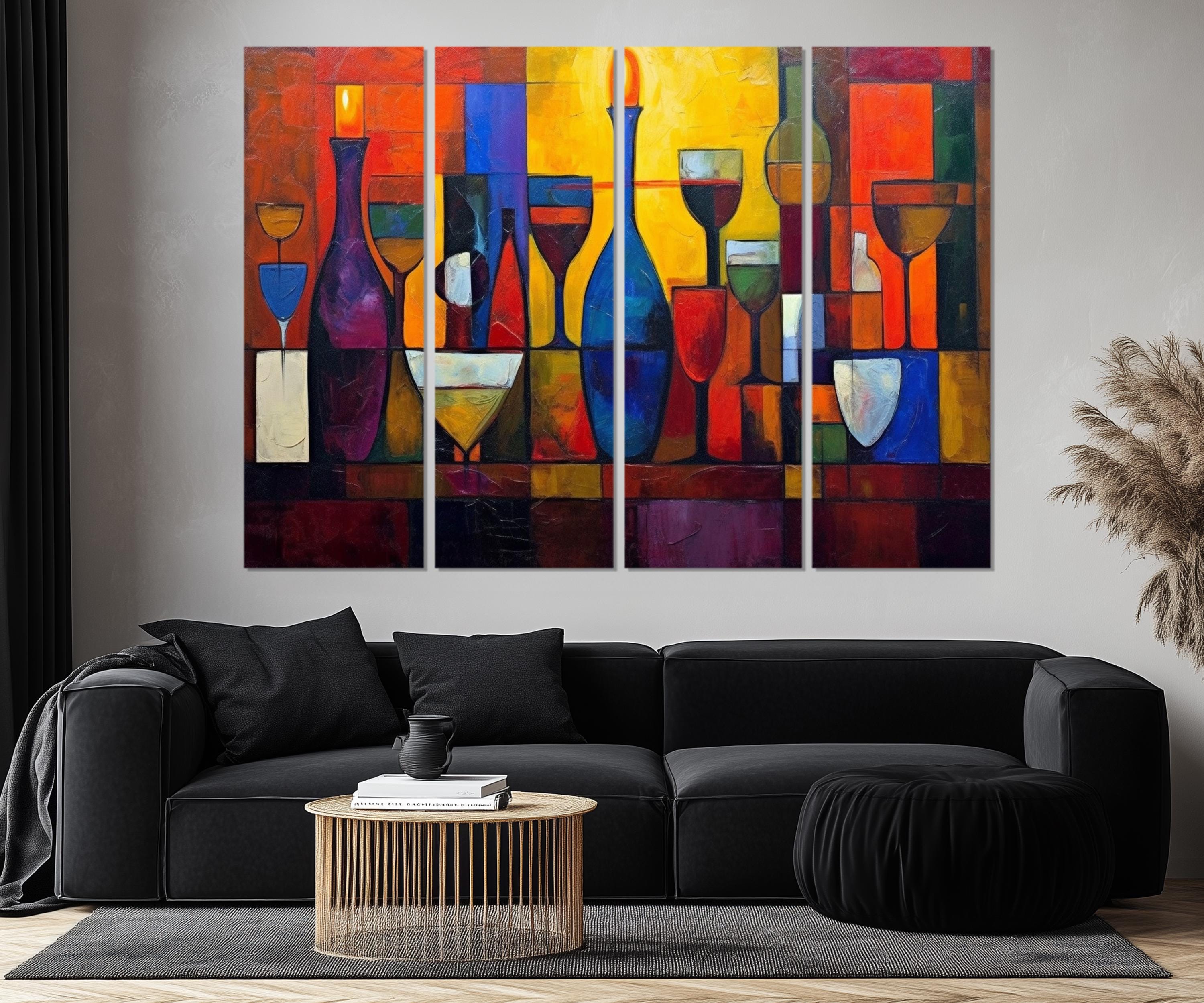 Set of 5 Panel  Modern Abstract Dining Room Wall Art
