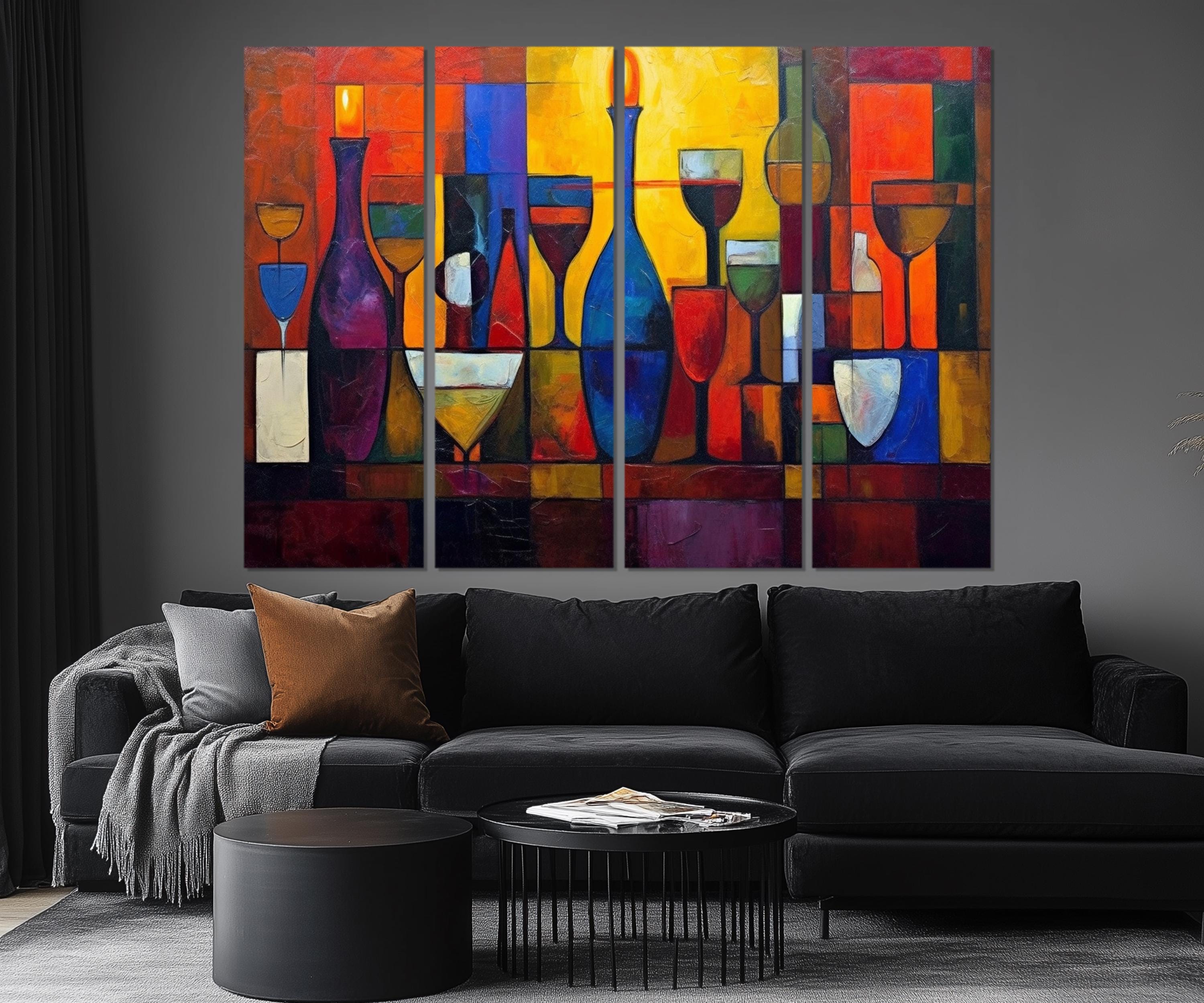 Set of 5 Panel  Modern Abstract Dining Room Wall Art