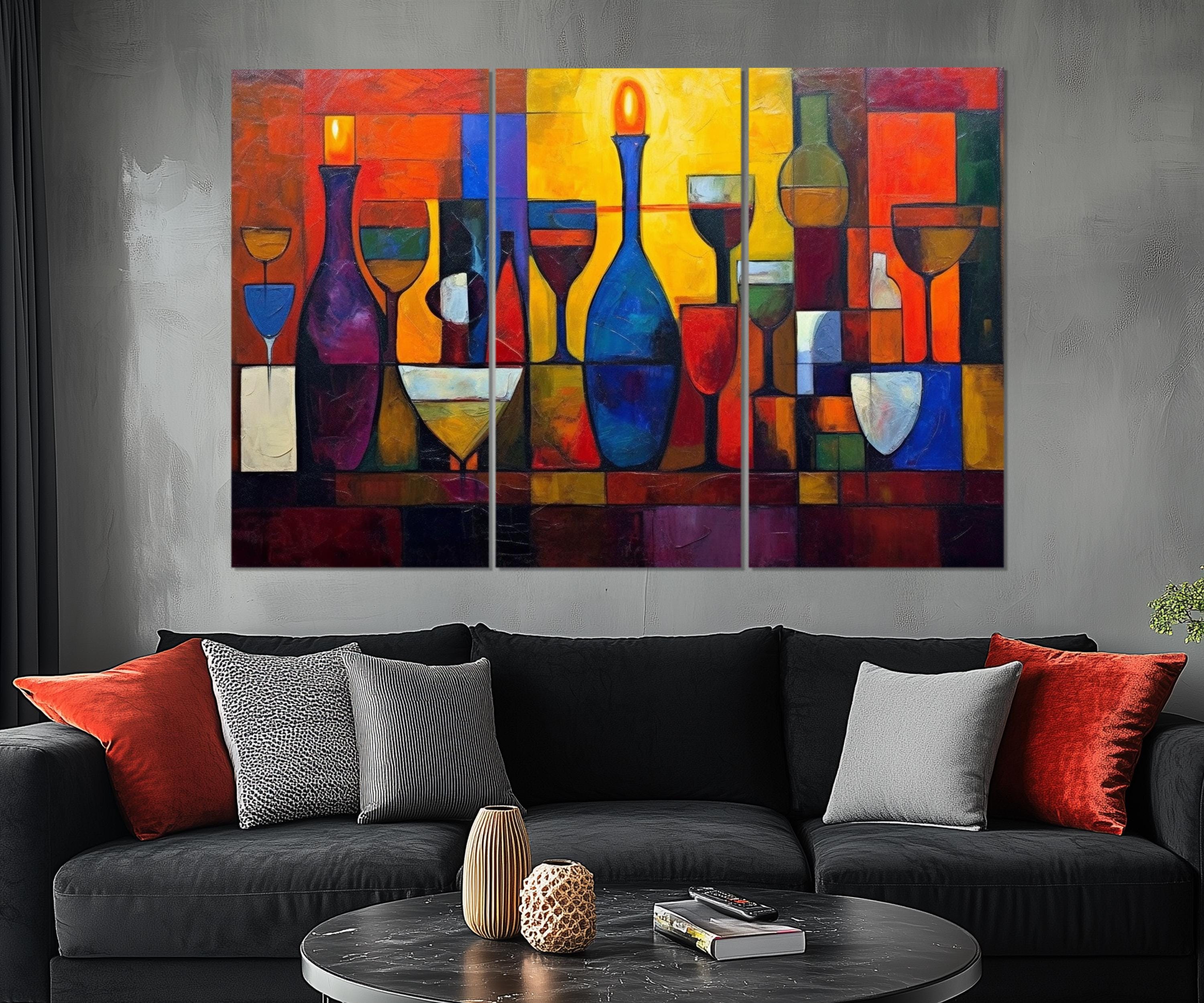 Set of 5 Panel  Modern Abstract Dining Room Wall Art