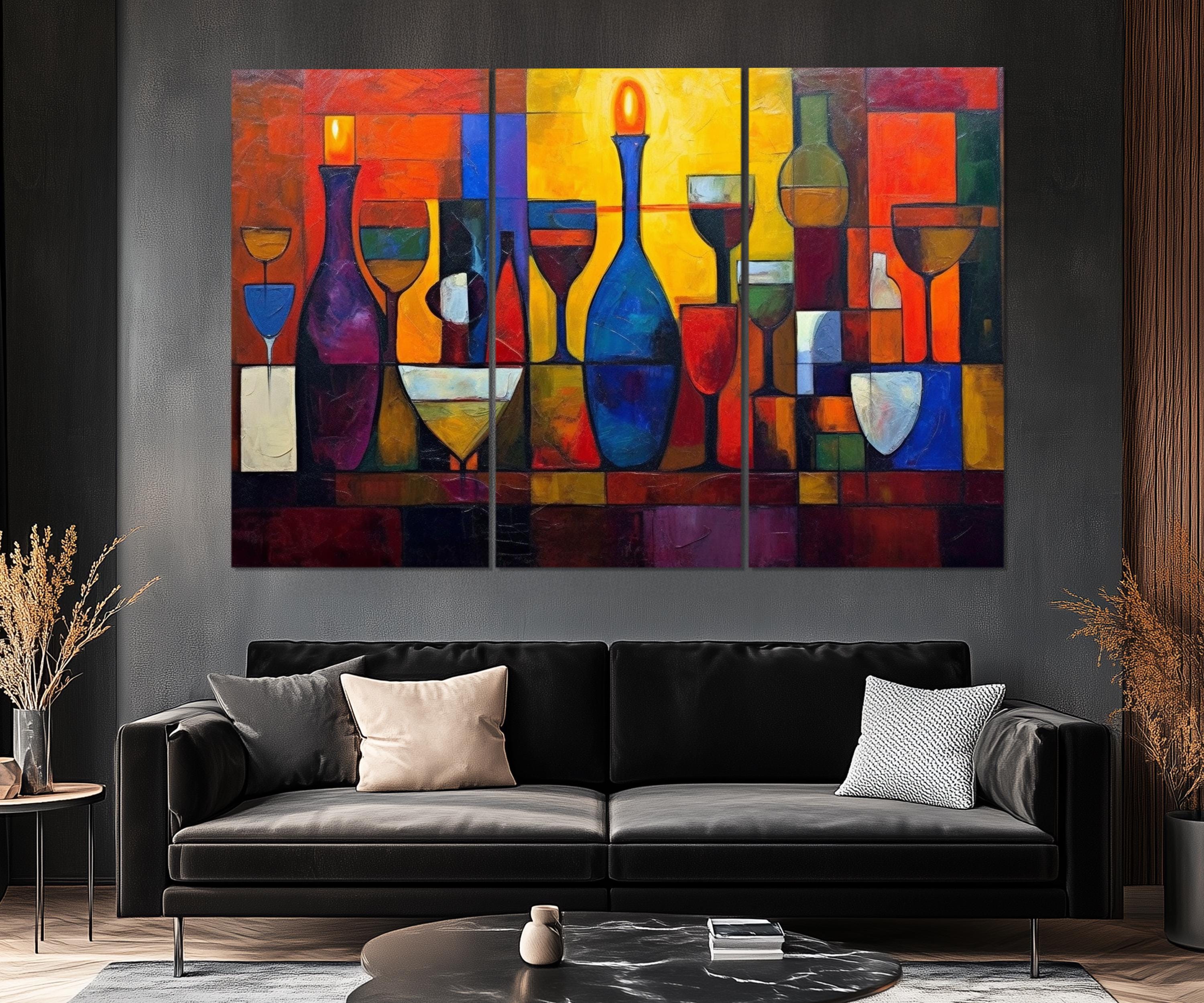 Set of 5 Panel  Modern Abstract Dining Room Wall Art
