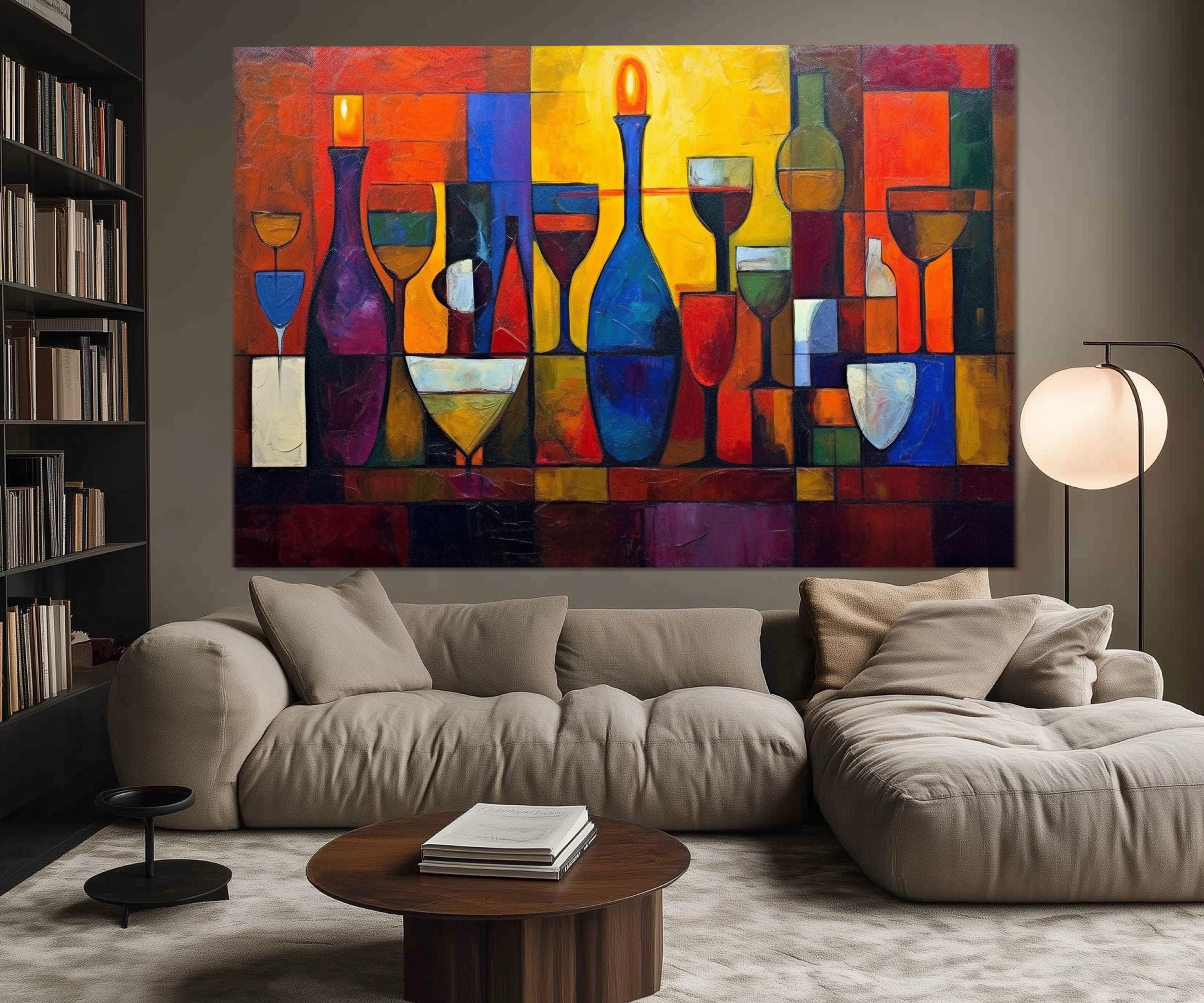 Set of 5 Panel  Modern Abstract Dining Room Wall Art