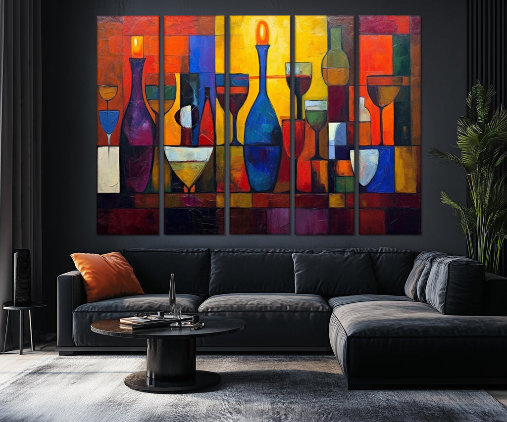 Set of 5 Panel  Modern Abstract Dining Room Wall Art