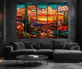 Set of 5 Panel Stained Glass Style Desert Wall Art