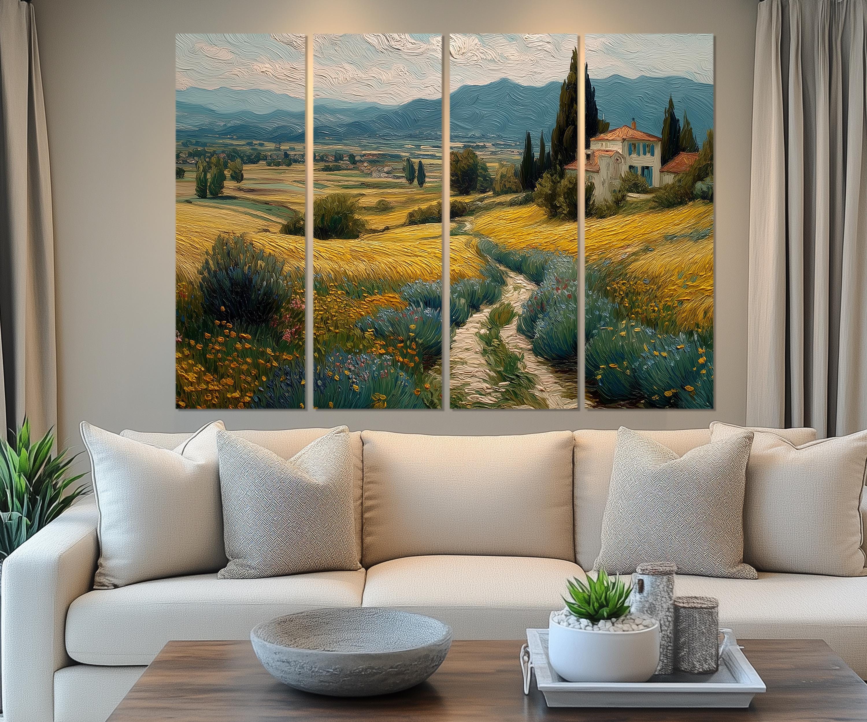 Set of 5 Panels Tuscany Countryside Wall Art