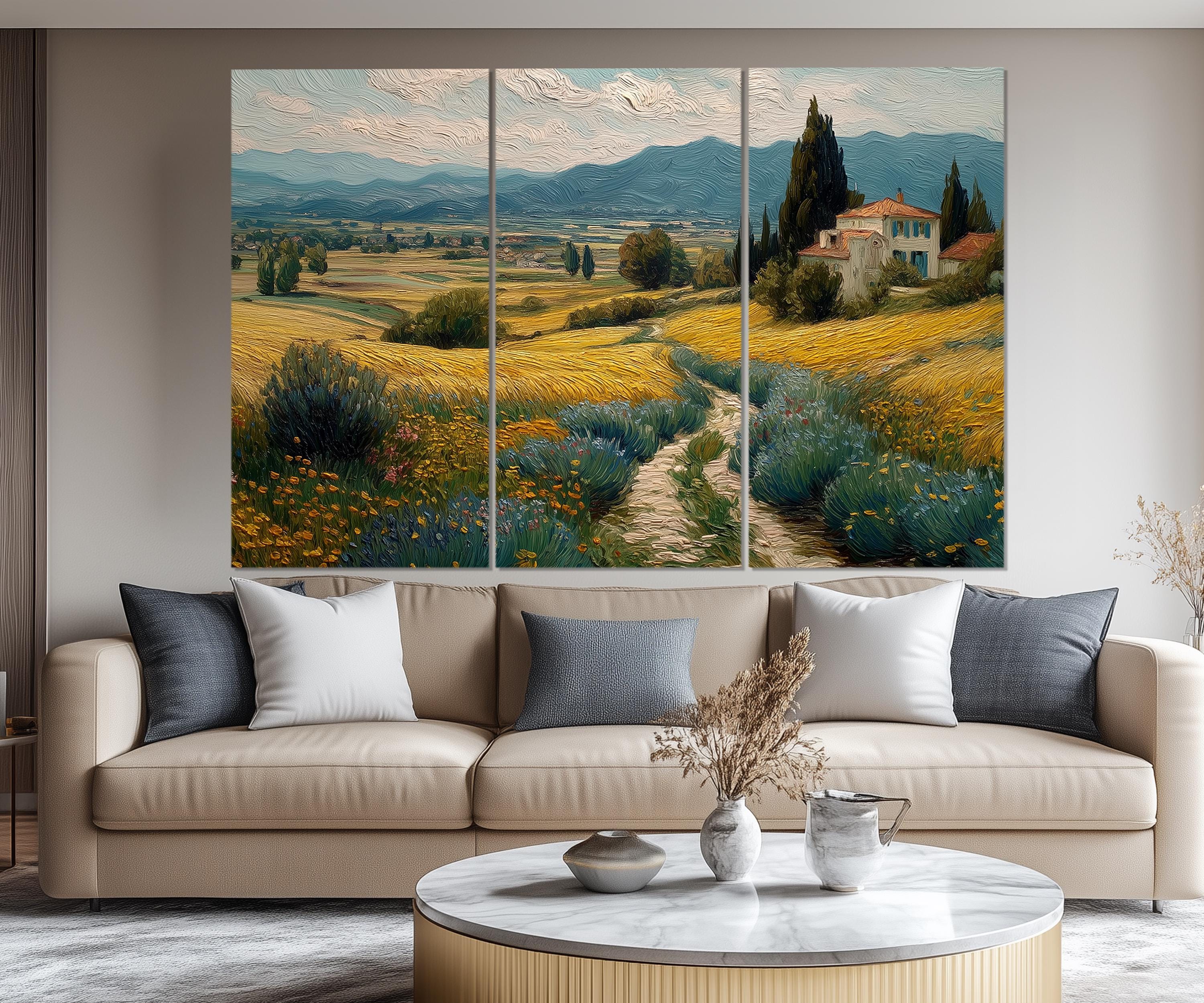Set of 5 Panels Tuscany Countryside Wall Art
