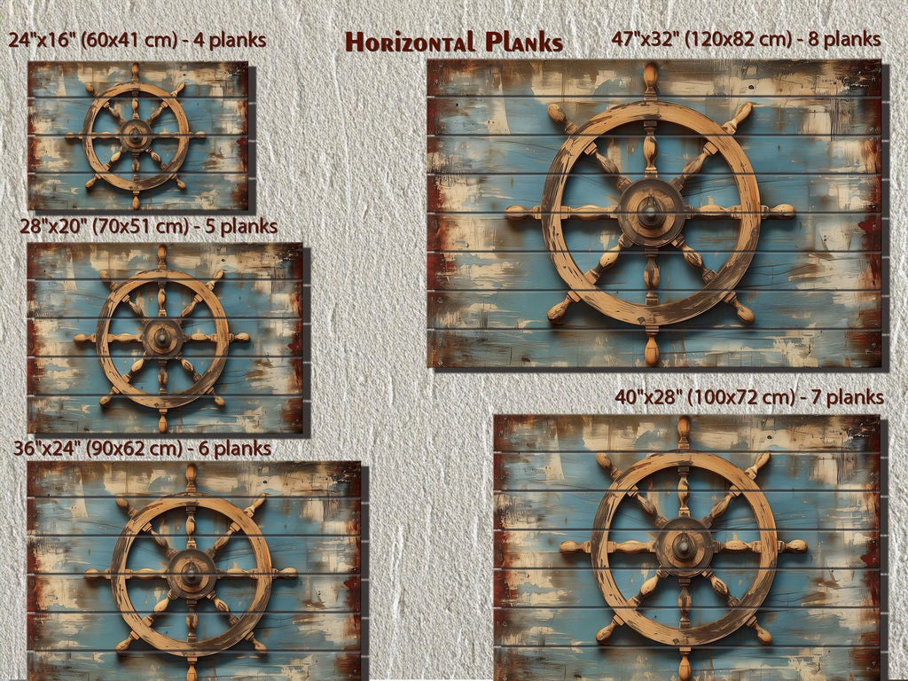 Ship Wheel Wall Art - Distressed Wood Nautical Decor | Rustic Coastal Art for Men
