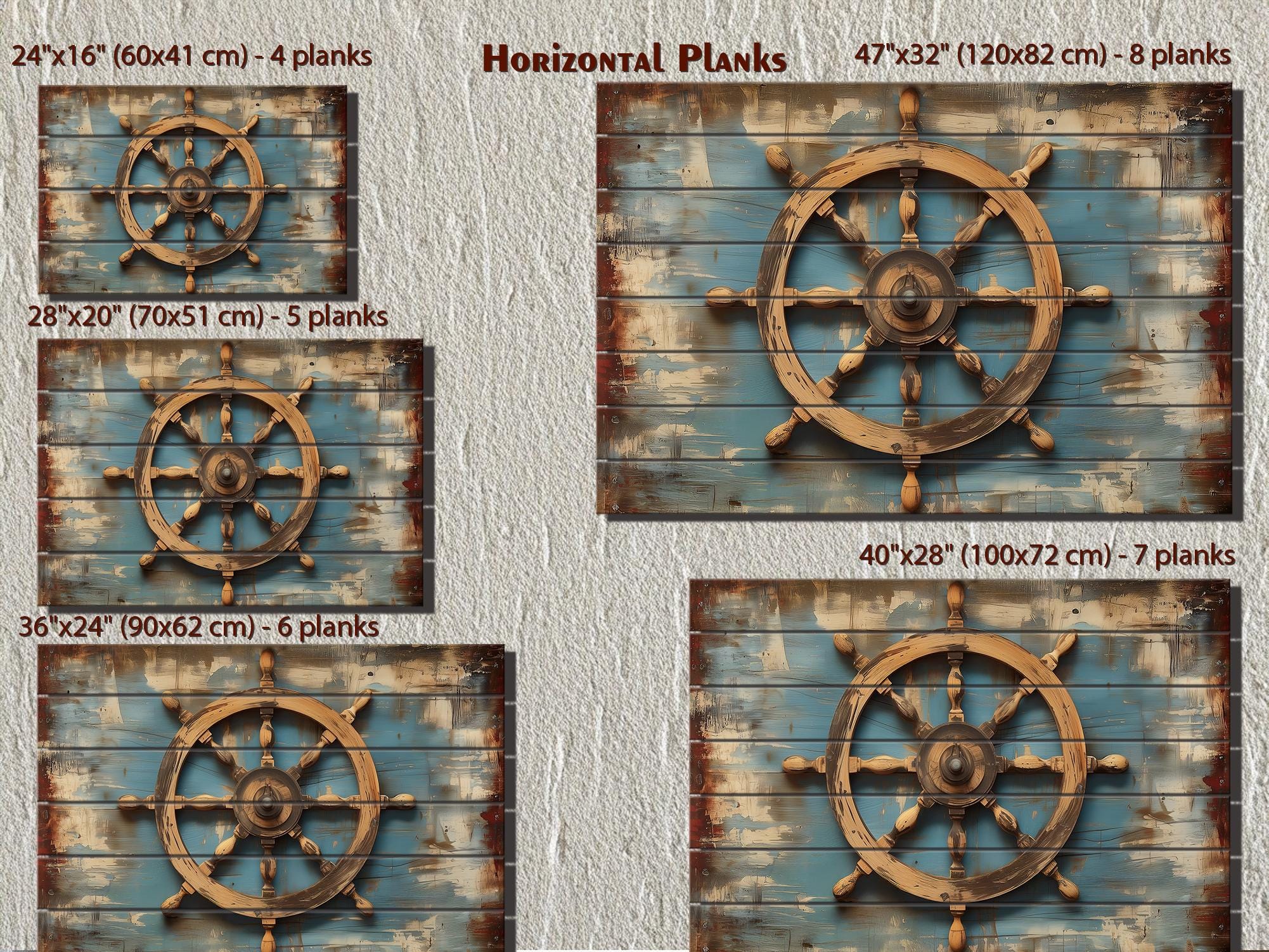 Ship Wheel Wall Art - Distressed Wood Nautical Decor | Rustic Coastal Art for Men