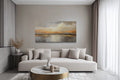 Silver Gold Abstract Ocean Sunset Living Room Framed Canvas Wall Art