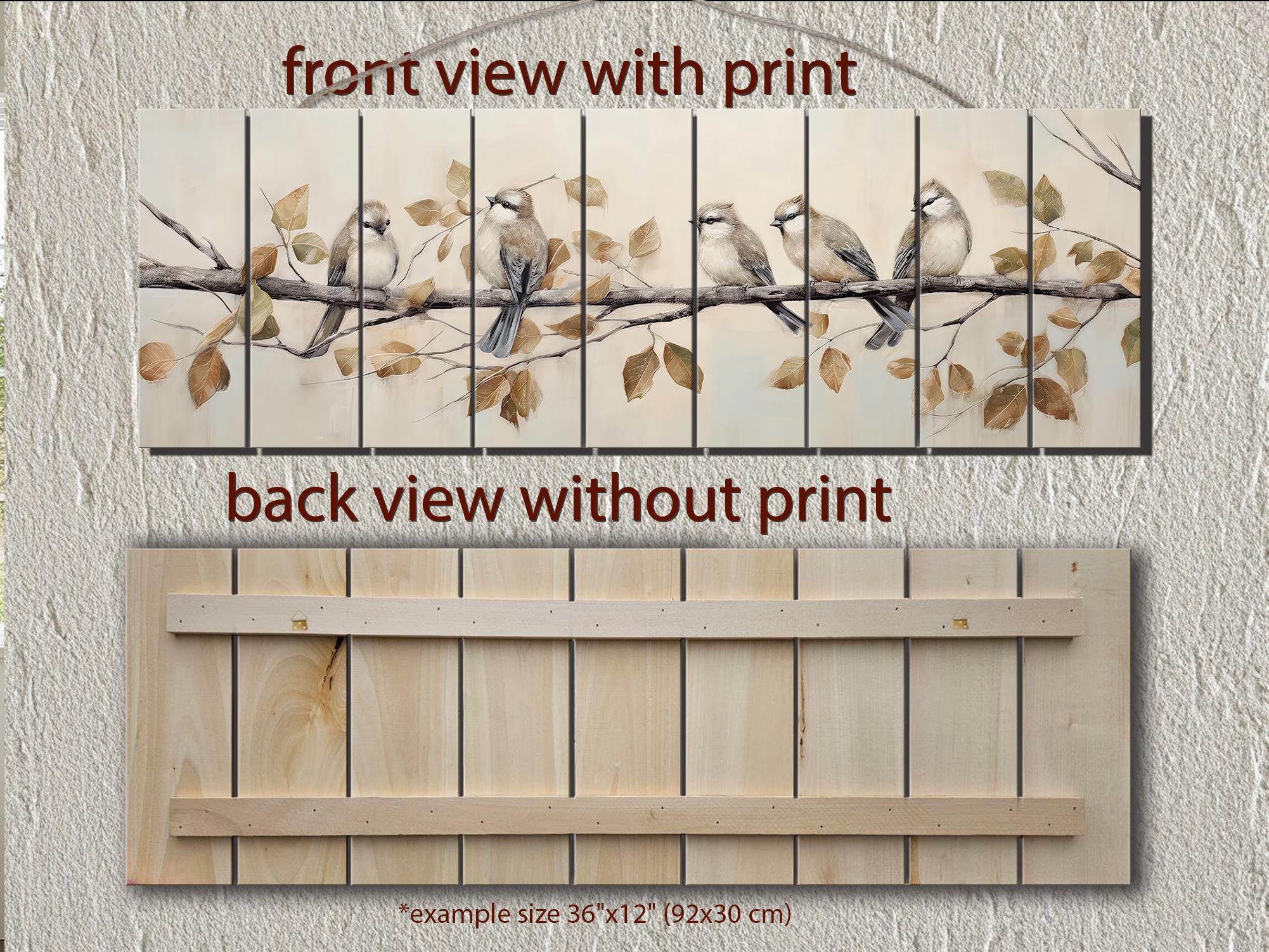 Small Birds on A Branch Distressed Wood Wall Art