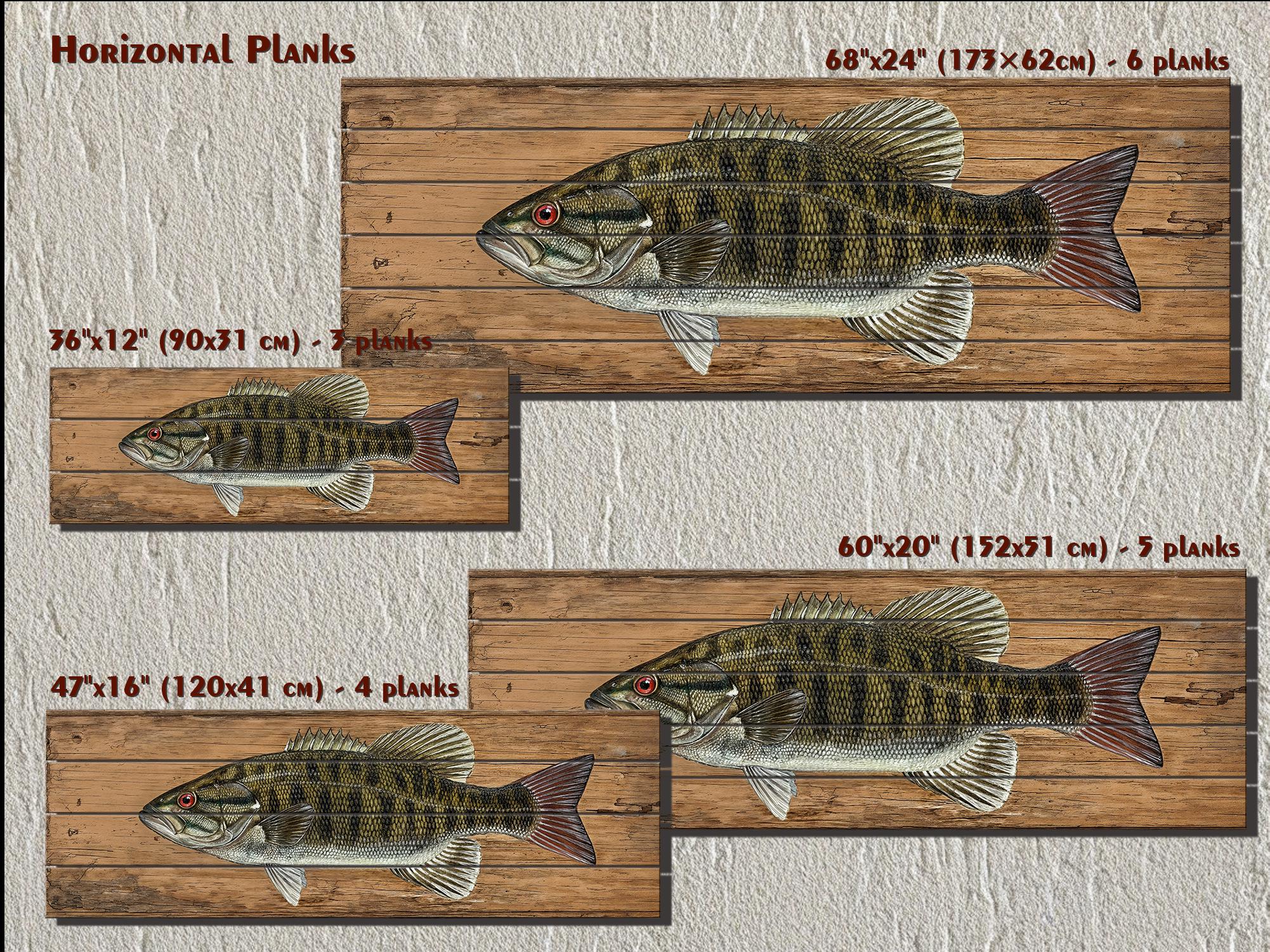 Smallmouth Bass Wall Art - Rustic Wood Plank Artwork | Fishing Lodge Decor