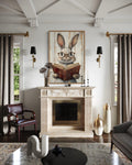 Smart Bunny Reading A Book Framed Canvas Wall Art