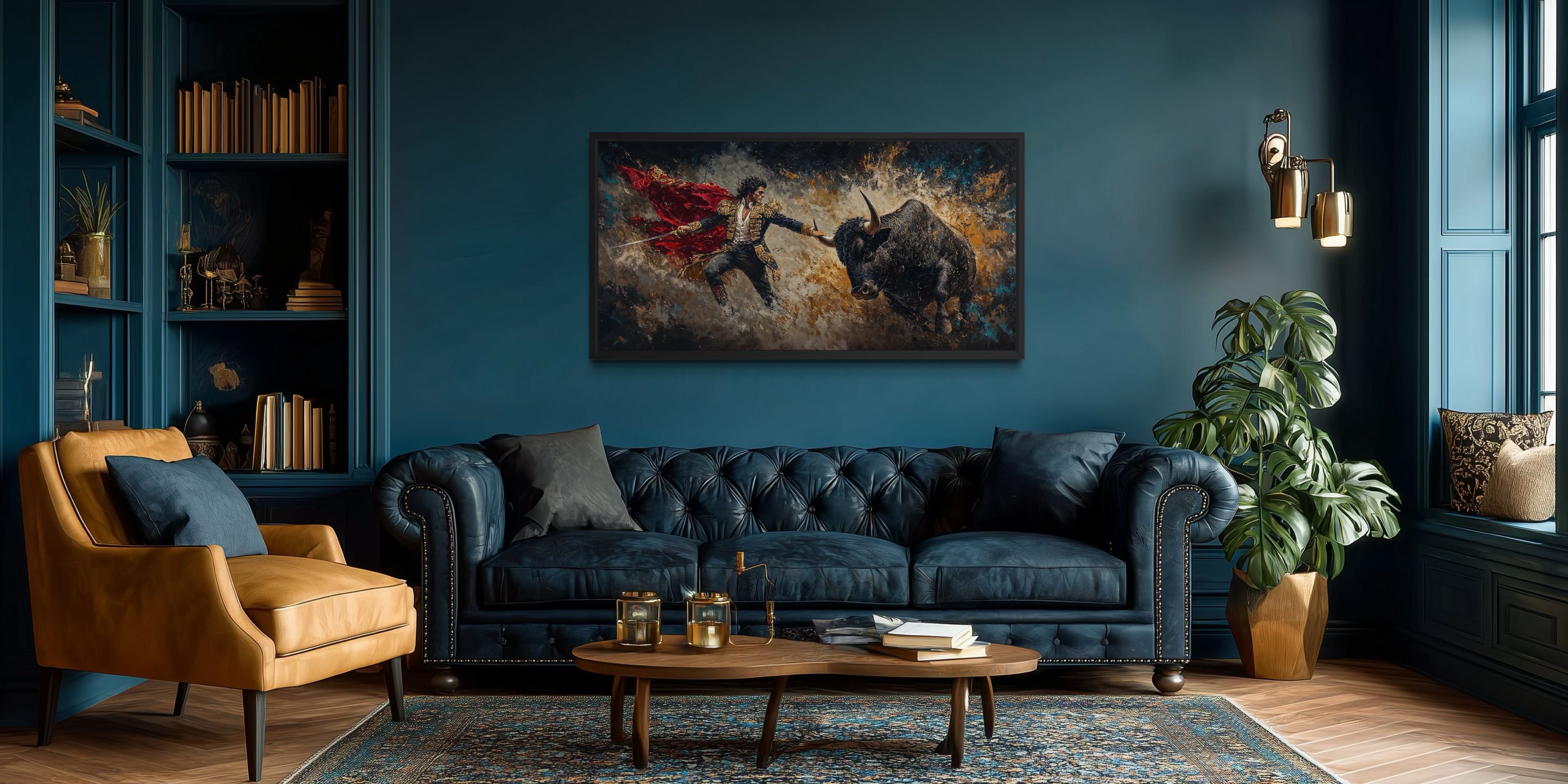 Spanish Matador Fighting Bull Canvas Wall Art For Man Cave Decor