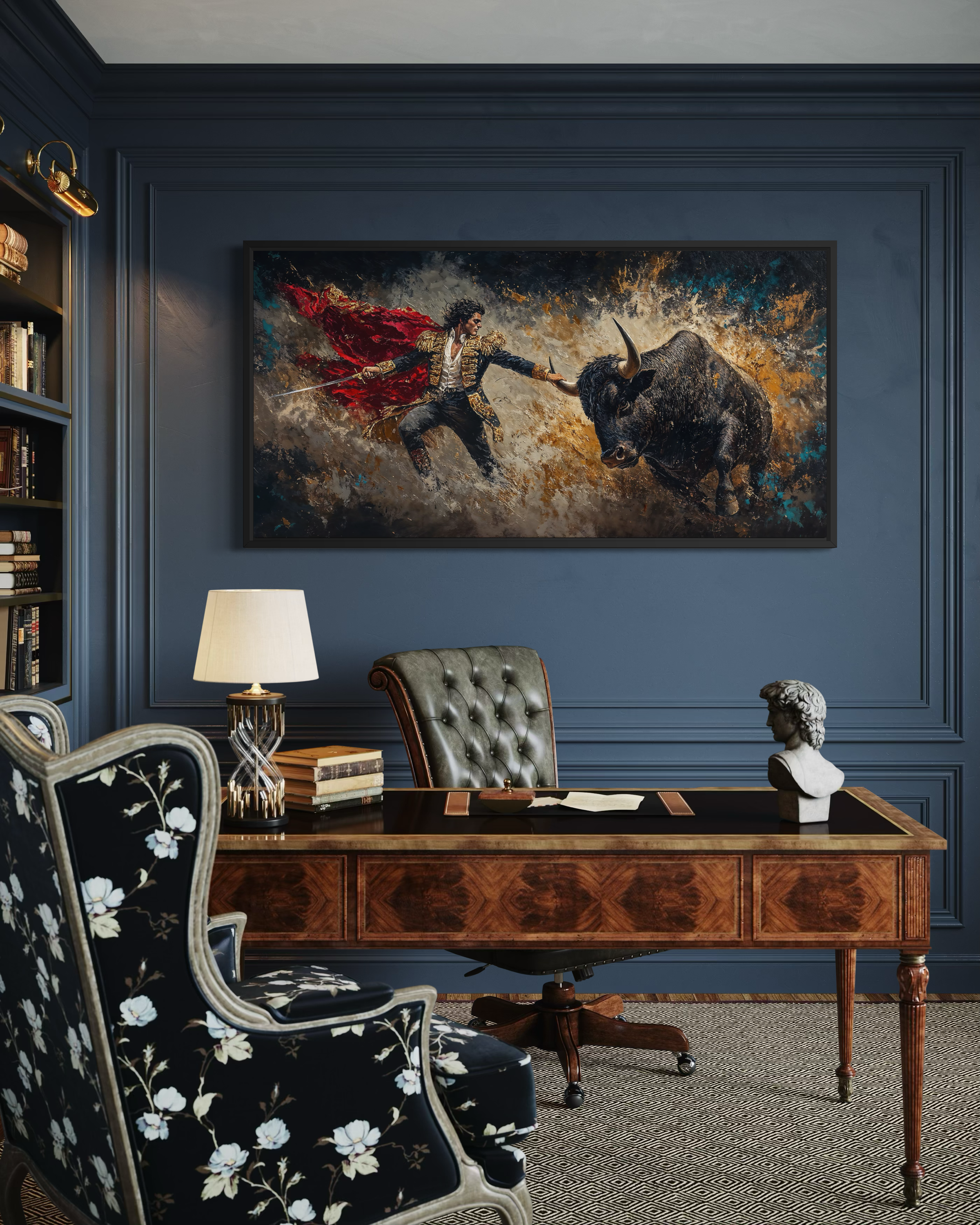 Spanish Matador Fighting Bull Canvas Wall Art For Man Cave Decor