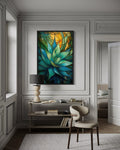 Stained Glass Style Agave Plant In The Desert Wall Art
