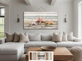 Starfish on the Beach Large Horizontal Wood Wall Art, Coastal Beach House Decor