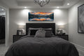 Sunset Over Mountain Lake Landscape Panoramic Framed Canvas Wall Art