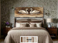 Swan Couple Real Long Horizontal Wood Wall Art