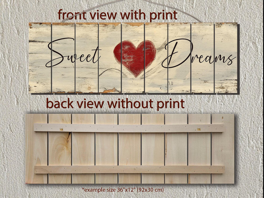 Sweet Dreams Romantic Rustic Bedroom Decor | Long Horizontal Farmhouse Sign