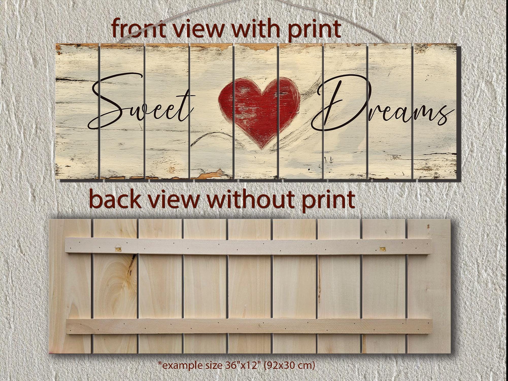 Sweet Dreams Romantic Rustic Bedroom Decor | Long Horizontal Farmhouse Sign