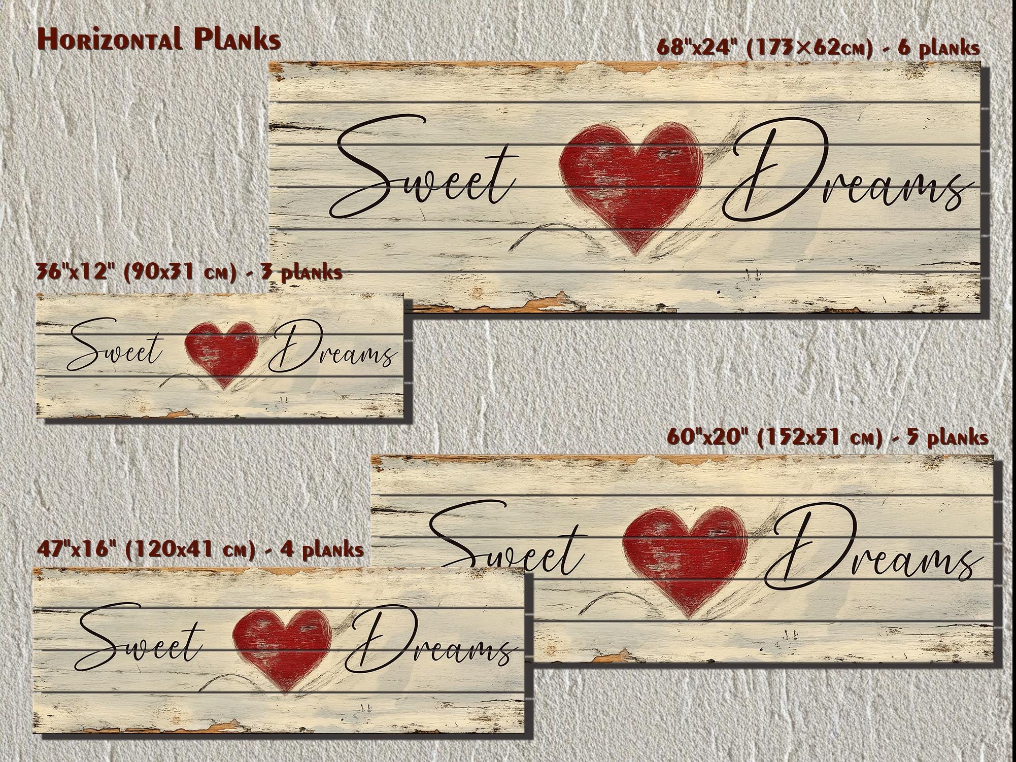 Sweet Dreams Romantic Rustic Bedroom Decor | Long Horizontal Farmhouse Sign