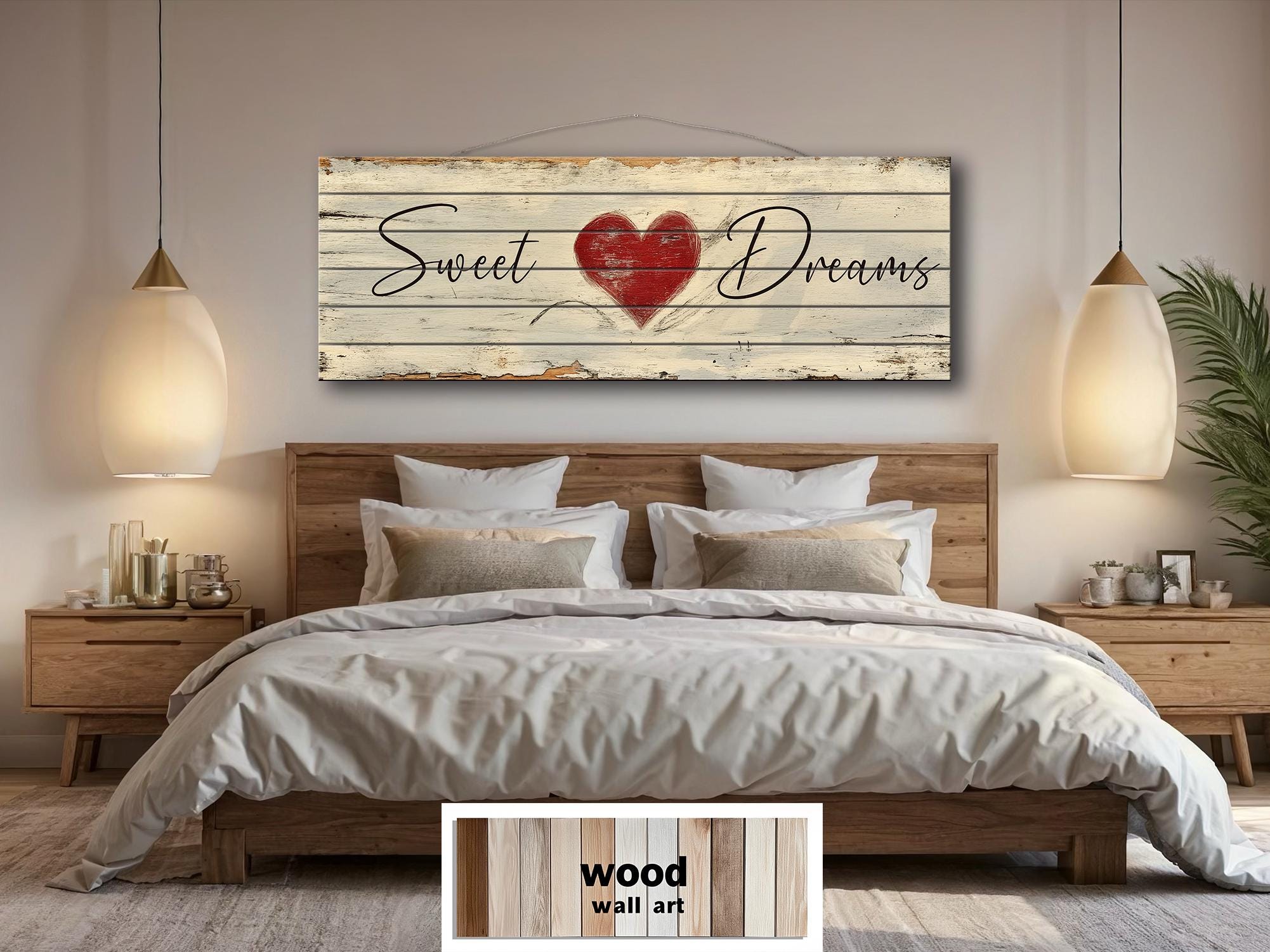 Sweet Dreams Romantic Rustic Bedroom Decor | Long Horizontal Farmhouse Sign