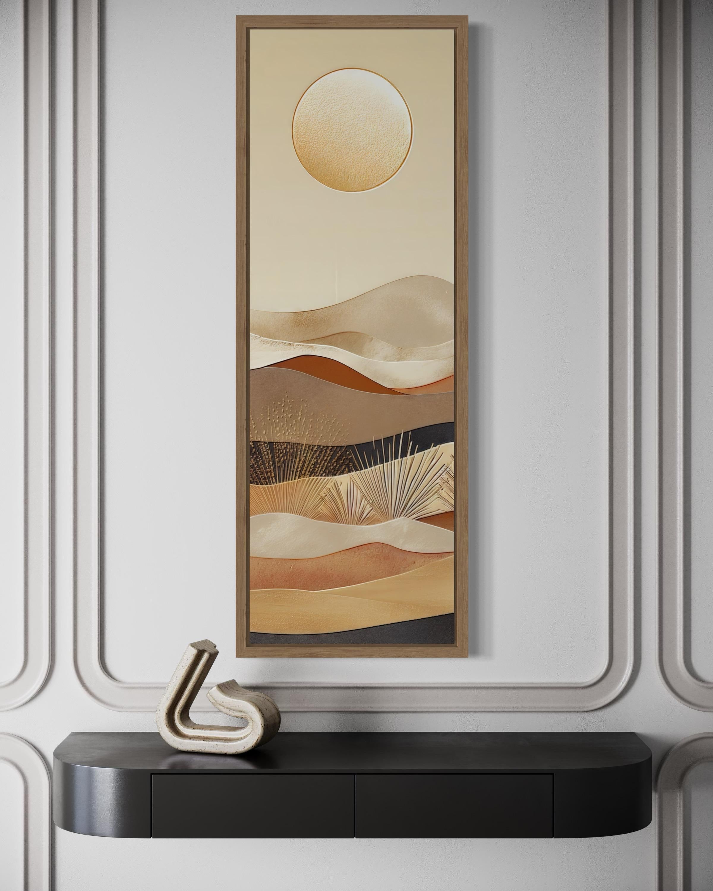 Tall Narrow Boho Desert And Sun Canvas Vertical Wall Art