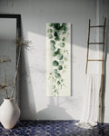 Tall Narrow Green Leaves Minimalist Vertical Framed Canvas Wall Art