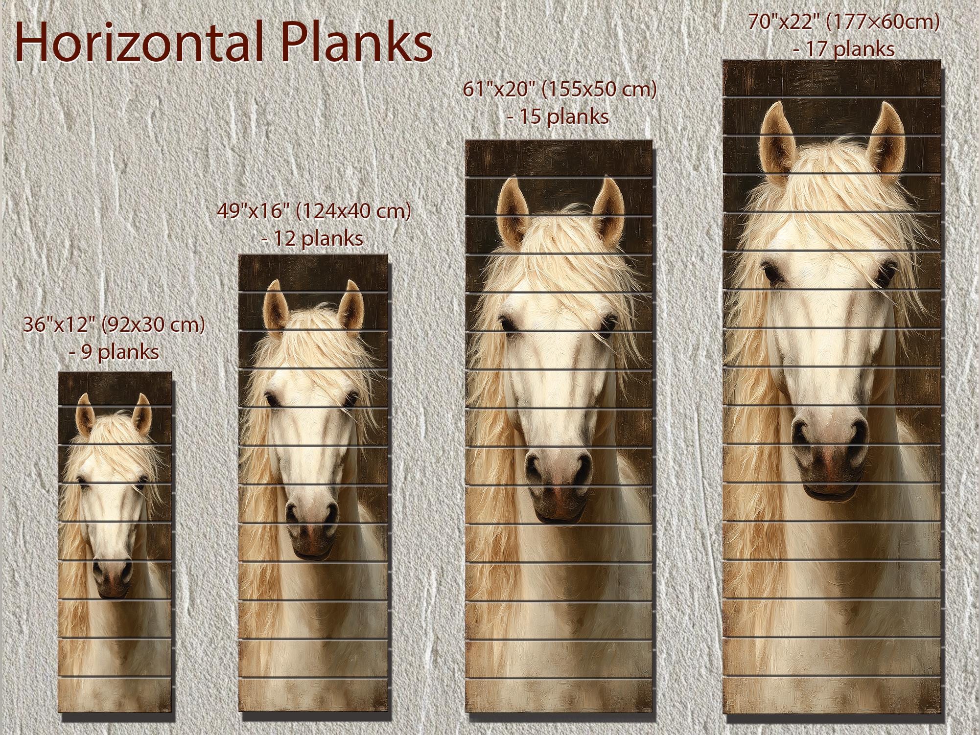 Tall Narrow Horse Distressed Wood Wall Art