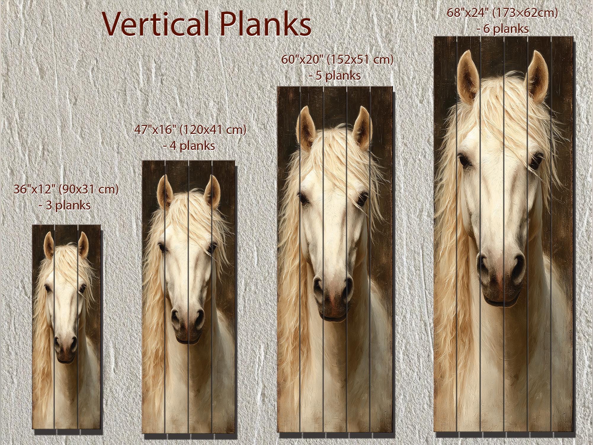 Tall Narrow Horse Distressed Wood Wall Art