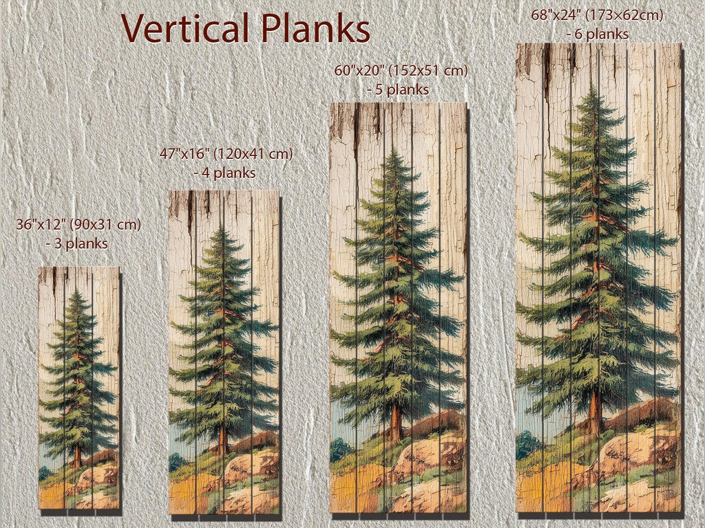Tall Narrow Pine Tree Vertical Forest Distressed Wood Wall Art –  Cabin Decor