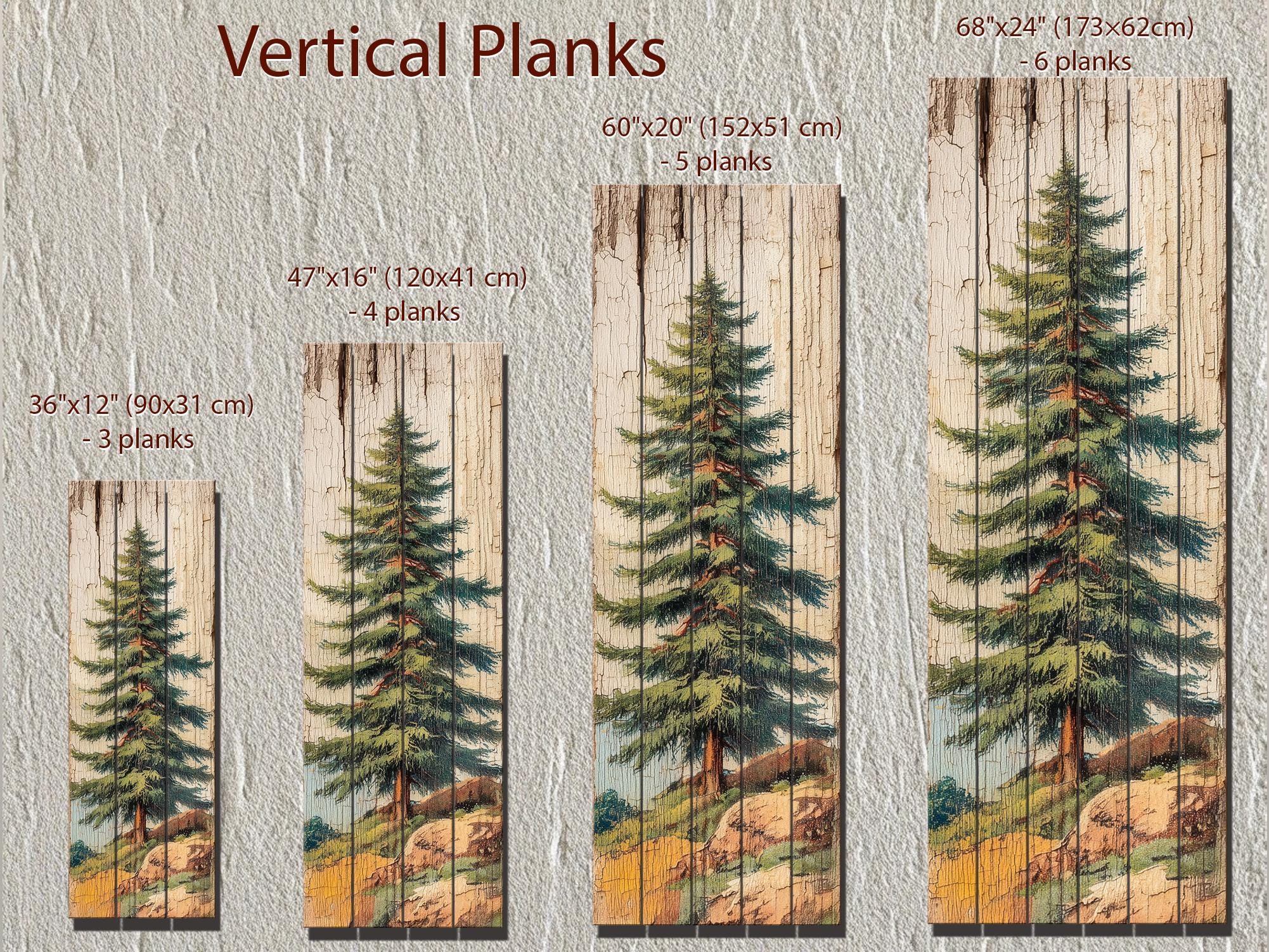 Tall Narrow Pine Tree Vertical Forest Distressed Wood Wall Art –  Cabin Decor