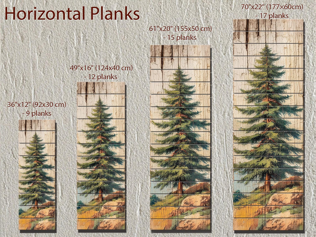 Tall Narrow Pine Tree Vertical Forest Distressed Wood Wall Art –  Cabin Decor