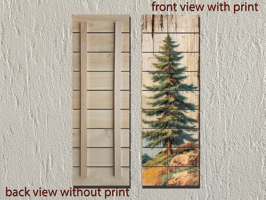 Tall Narrow Pine Tree Vertical Forest Distressed Wood Wall Art –  Cabin Decor