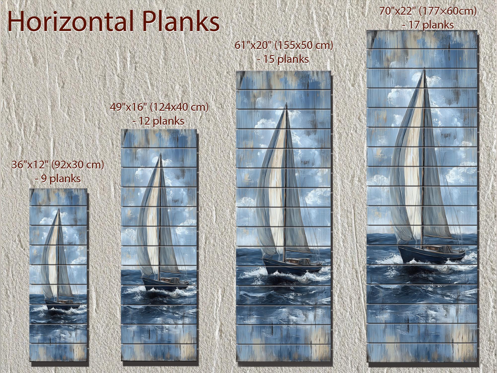 Tall Narrow Sailboat Distressed Wood Wall Art