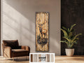 Tall Narrow Vertical Elk Distressed Wood Wall Art