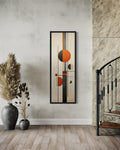 Tall Vertical Abstract Geometric Mid Century Modern Wall Art