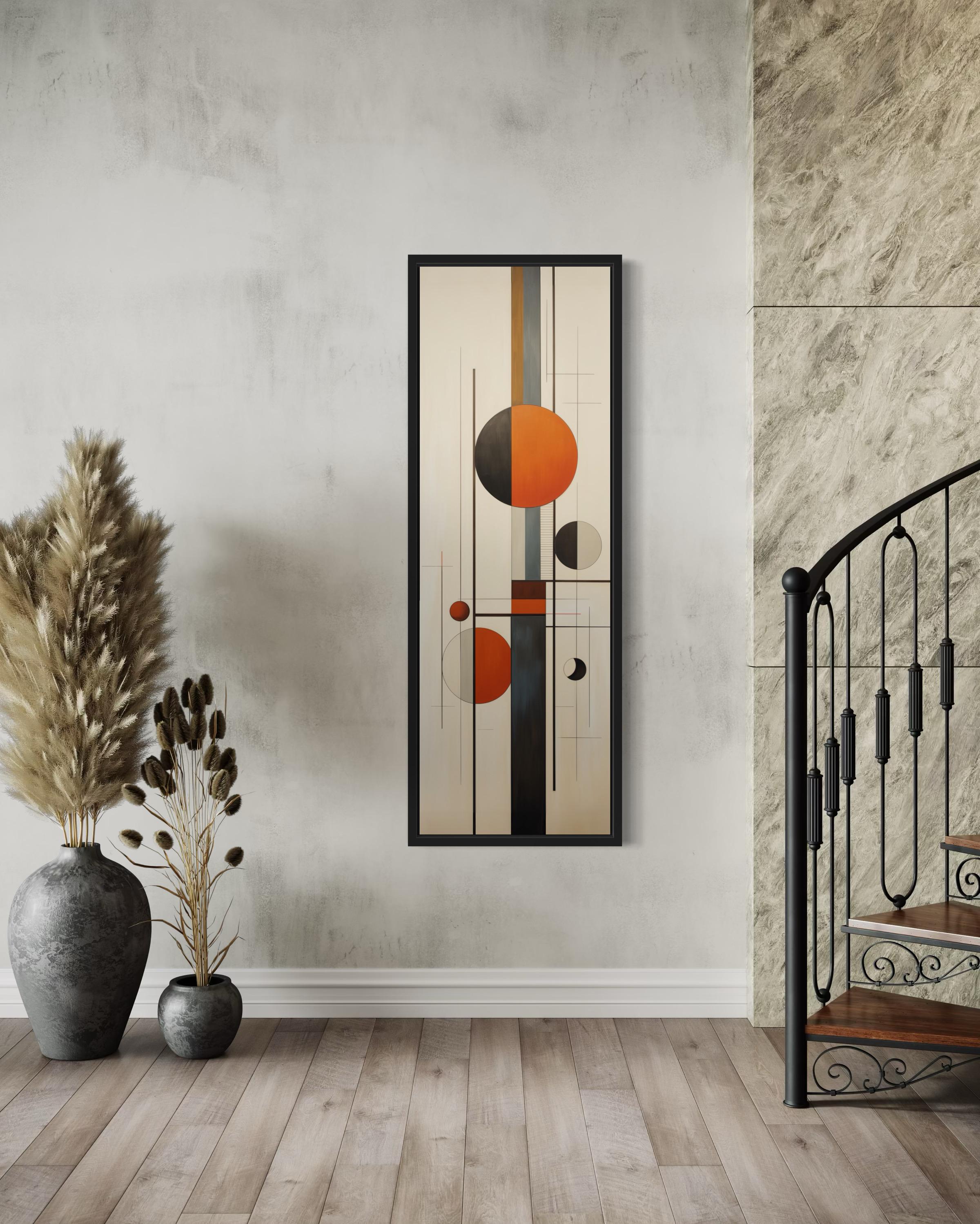 Tall Vertical Abstract Geometric Mid Century Modern Wall Art