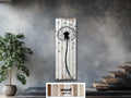 Tall Vertical Dandelion Wall Art - Whitewashed Distressed Wood Slim Rustic Floral Decor
