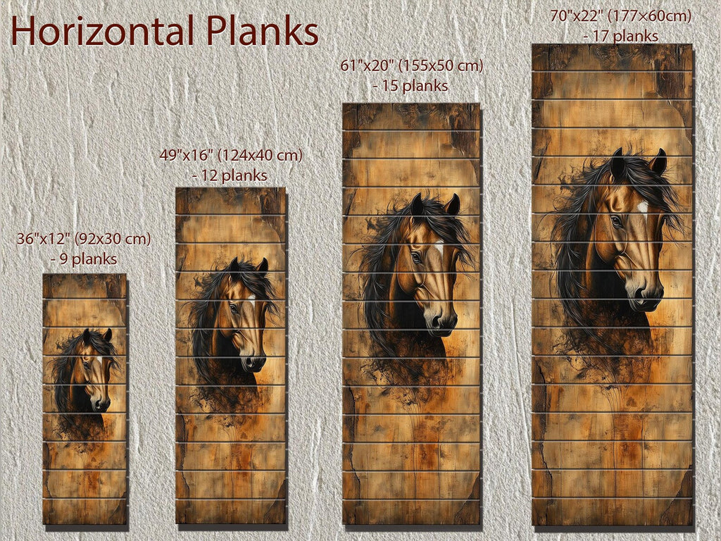 Tall Vertical Horse Portrait Real Wood Wall Art