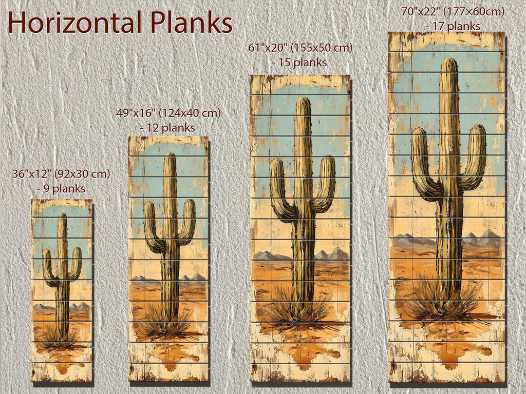 Tall Vertical Saguaro Cactus Wood Wall Art