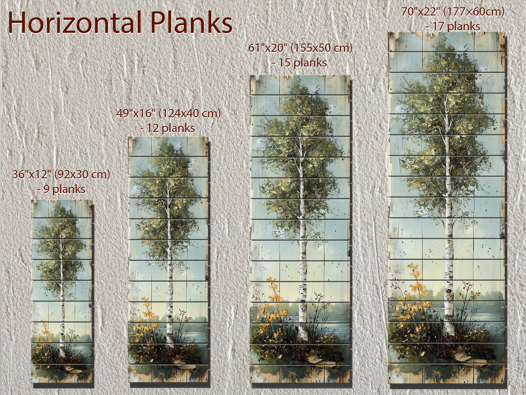 Tall Vertical Wall Art Birch Tree Real Wood Wall Decor