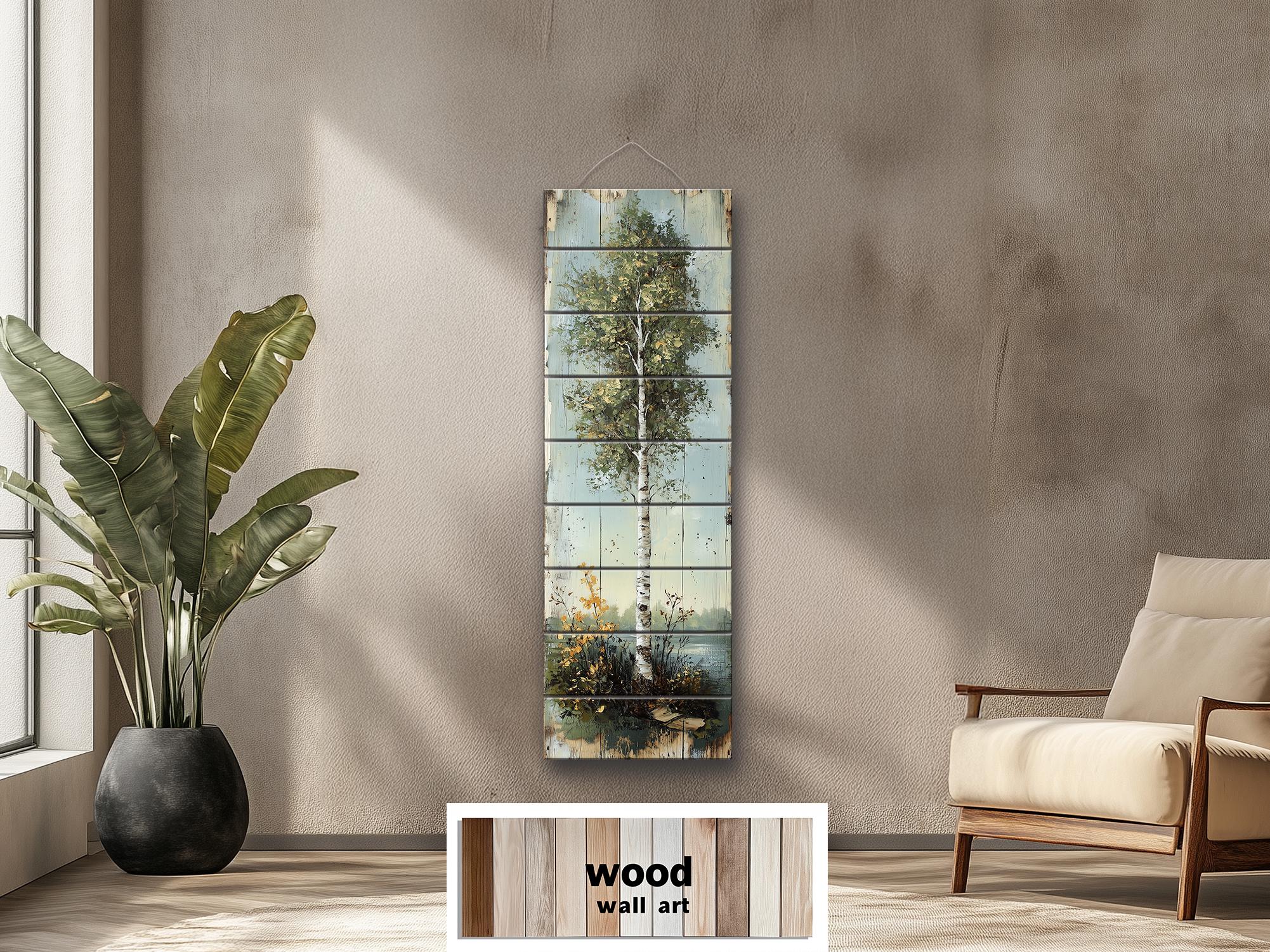 Tall Vertical Wall Art Birch Tree Real Wood Wall Decor
