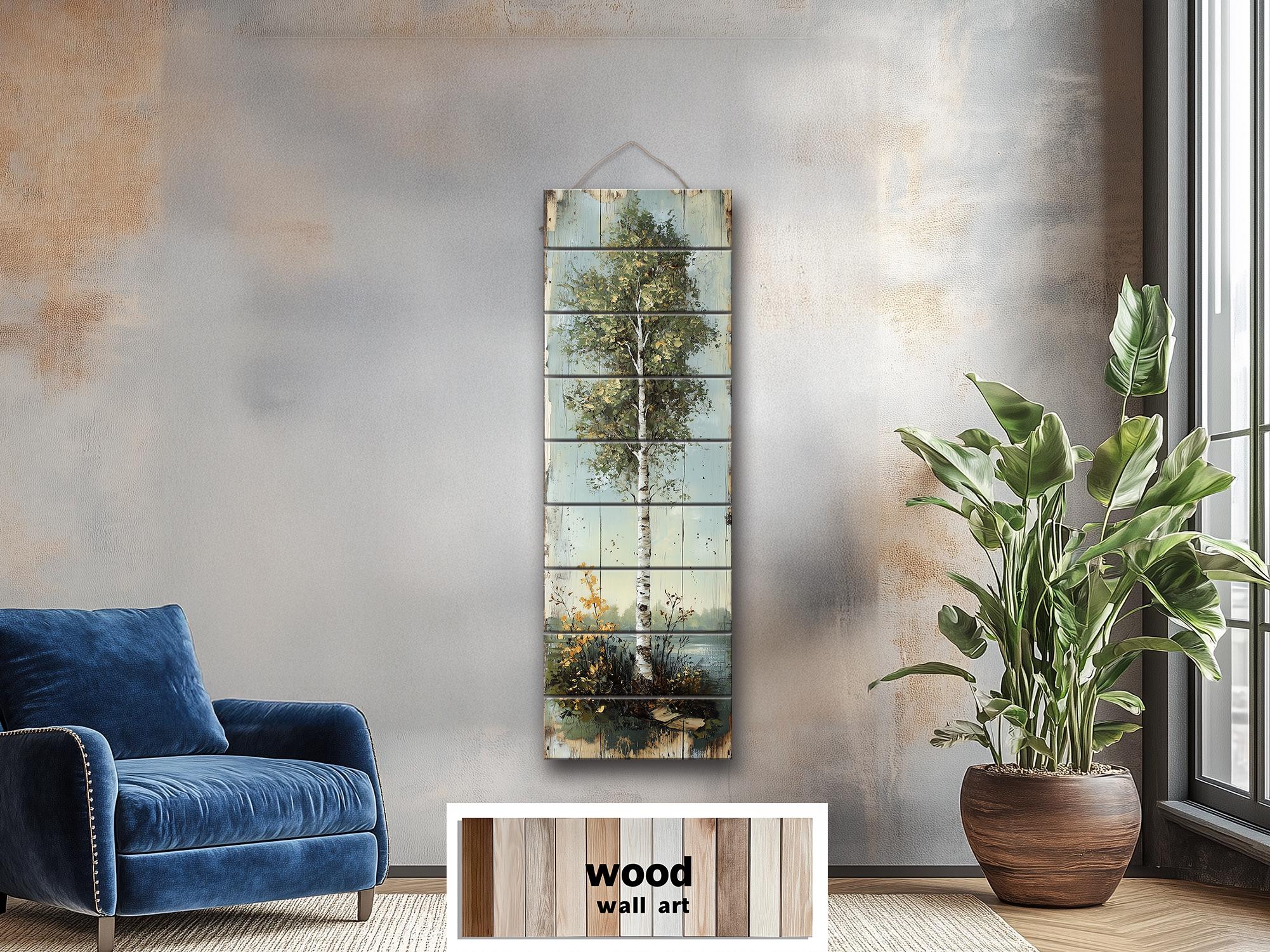Tall Vertical Wall Art Birch Tree Real Wood Wall Decor