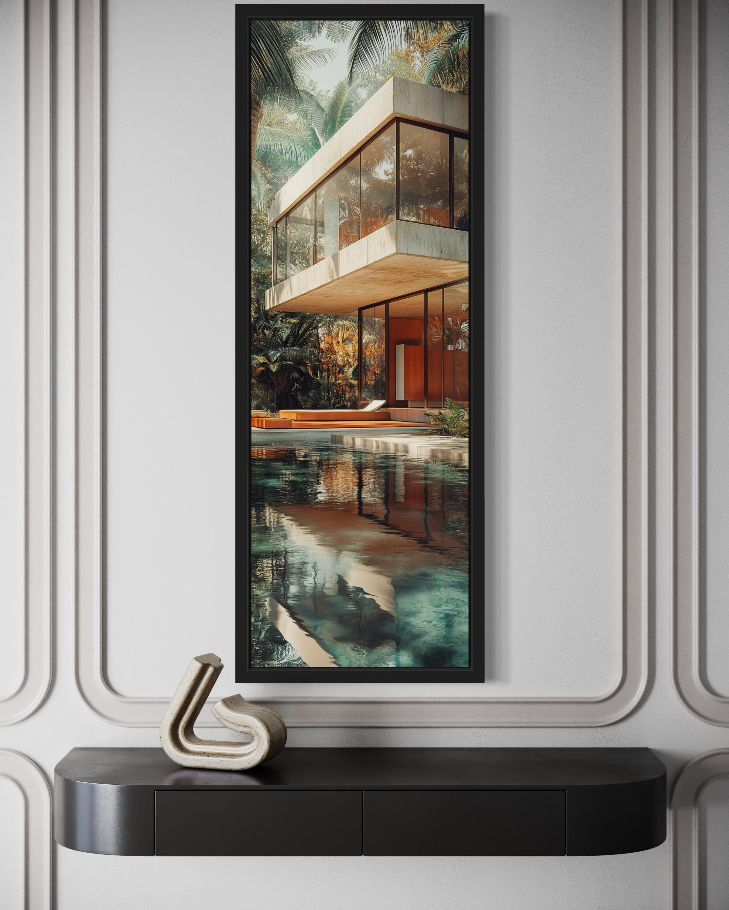 Tall VerticalMid-Century Modern  Architecture Canvas Wall Art