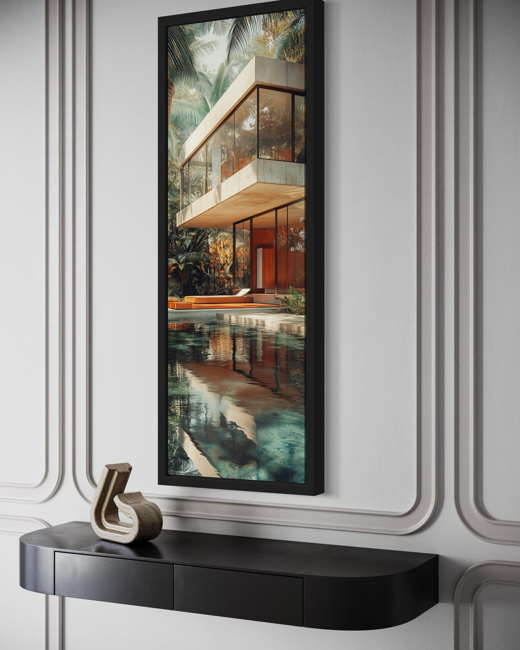 Tall VerticalMid-Century Modern  Architecture Canvas Wall Art