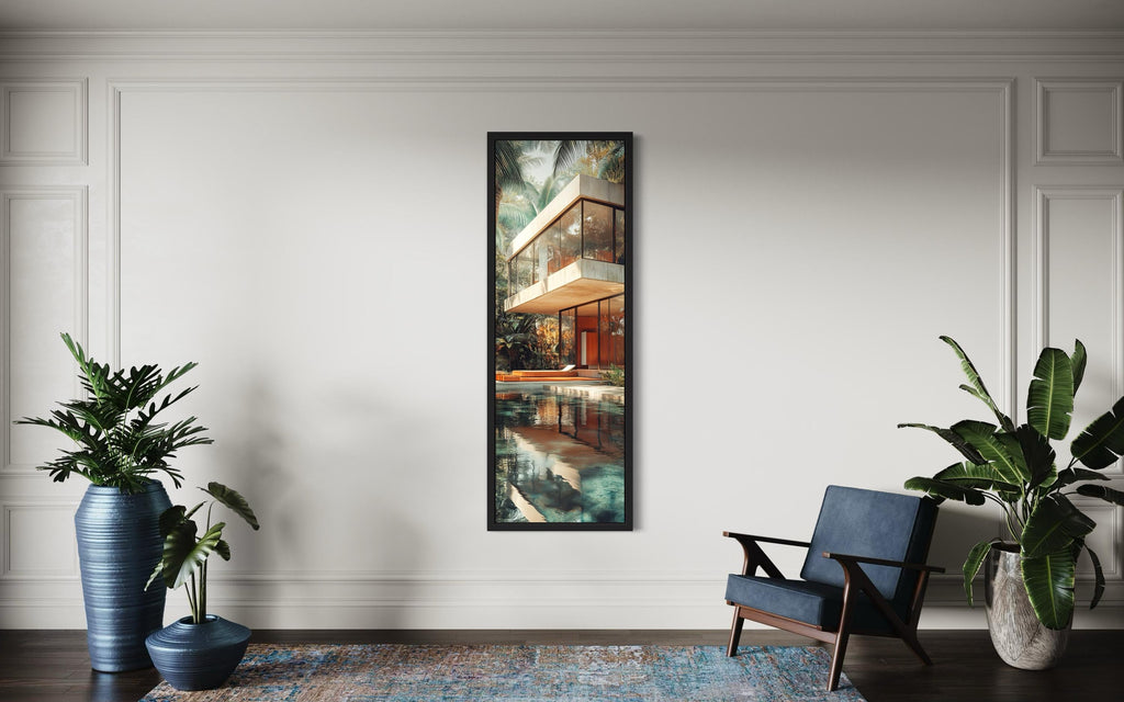 Tall VerticalMid-Century Modern  Architecture Canvas Wall Art