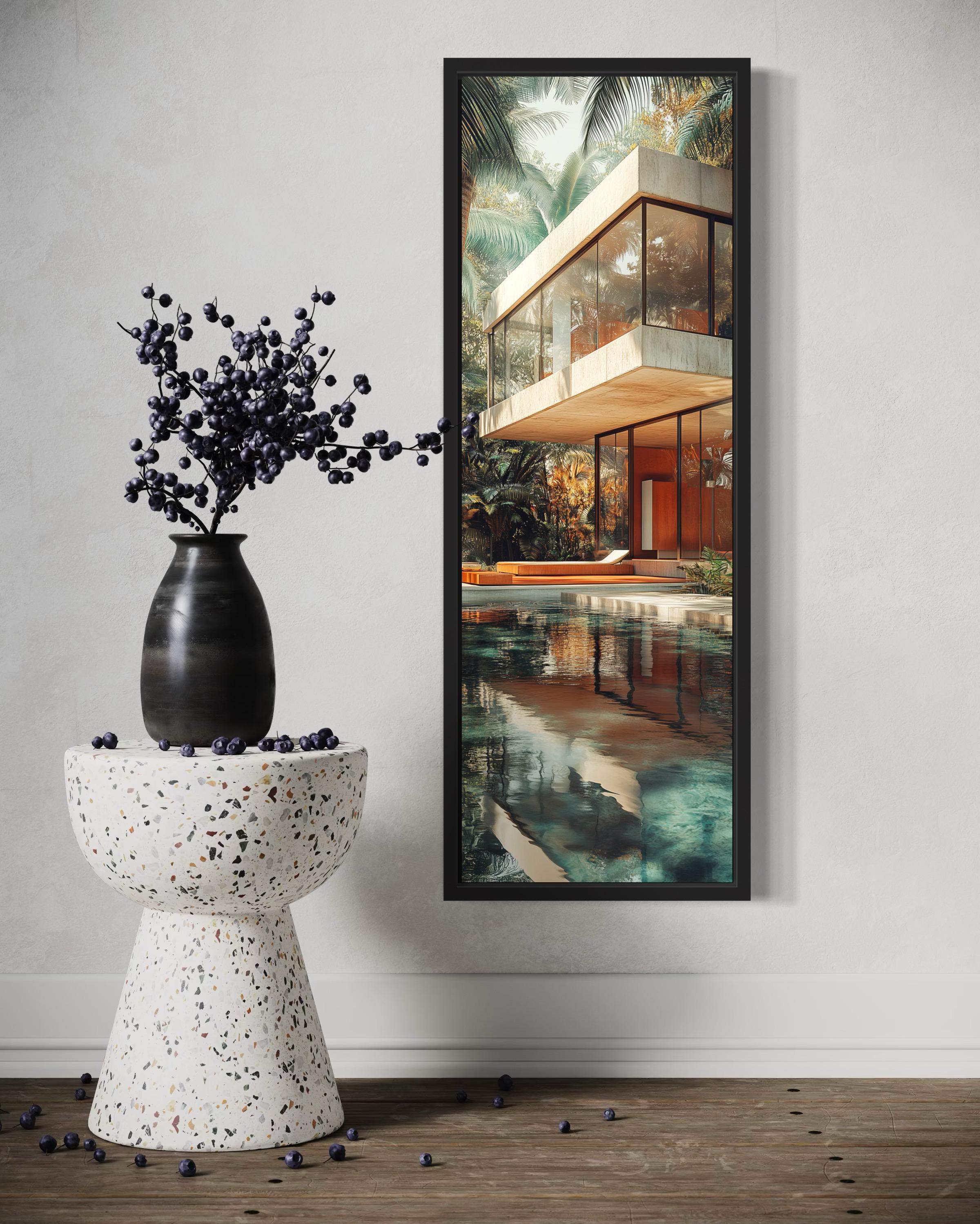 Tall VerticalMid-Century Modern  Architecture Canvas Wall Art