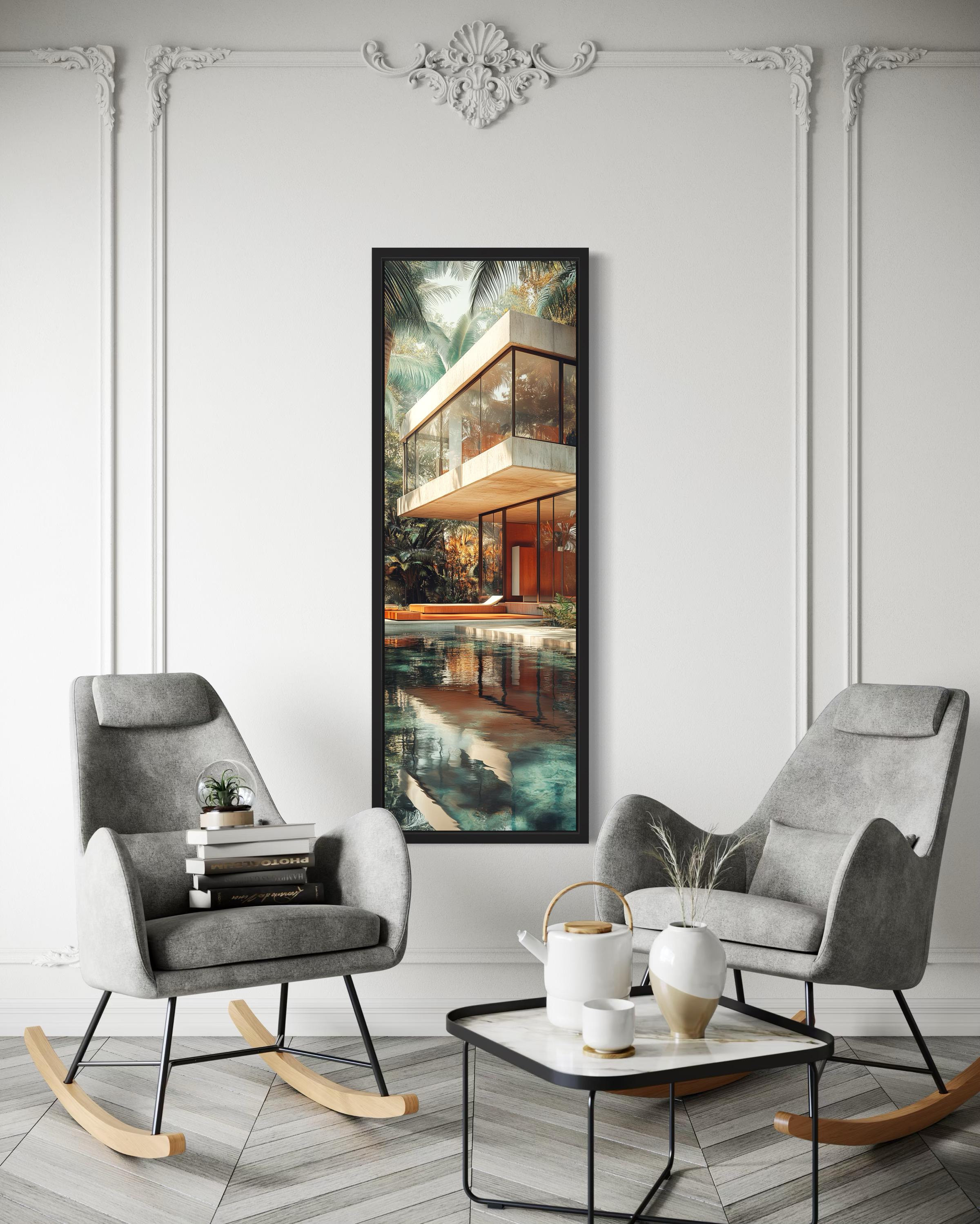 Tall VerticalMid-Century Modern  Architecture Canvas Wall Art
